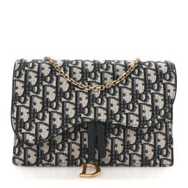 Oblique Saddle Chain Pouch Blue at Fashionphile