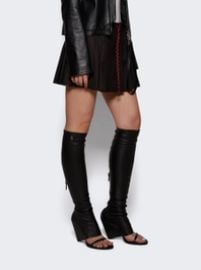 Oblique Wedged Leather Open Toe Boots Black The Webster at The Webster