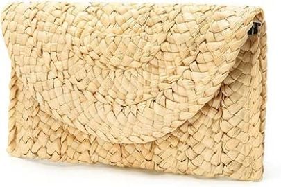 Obosoyo Women's Straw Clutch Handbag Purse Envelope Wallet Summer Beach Woven Bag at Amazon