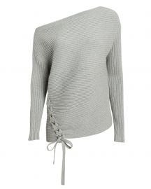 Off Shoulder Lace-Up Sweater at Intermix