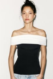 Off The Shoulder Combination Top at Zara
