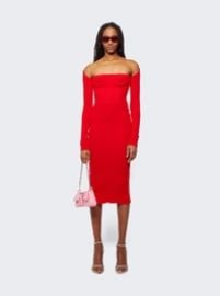 Off The Shoulder Midi Dress Cherry Red The Webster at The Webster