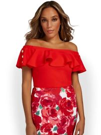 Off-The-Shoulder Ruffle Knit Top at New York & Company