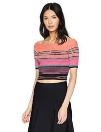 Off The Shoulder Striped Crop Top at Amazon