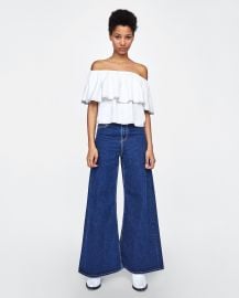 Off The Shoulder Top with Top Stitching at Zara