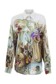 Off White Botanical Print Long Sleeve Shirt at Cettire