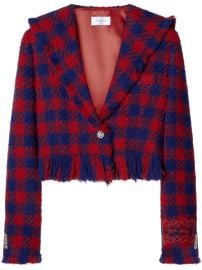 Off White Check Patterened Cropped Jacket at Farfetch