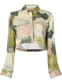 Off-White Floral Print Cropped Shirt at Farfetch