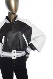 Off White Leather Bomber  at Janet Mandell