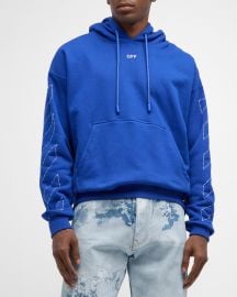 Off-White Menx27s Diagonal Arrow Stitch Skate Hoodie at Neiman Marcus