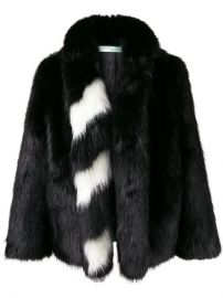 Off-White Striped Collar Fur Jacket - Farfetch at Farfetch