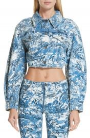 Off-White Tapestry Print Crop Denim Jacket at Nordstrom