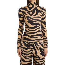 Off-White Zebra Print Logo Turtleneck Top at Nordstrom
