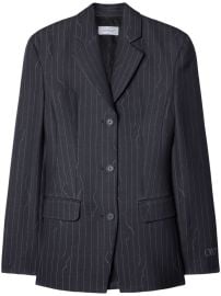 Off-White pinstripe-pattern Virgin wool-blend Blazer Grey PH at Farfetch