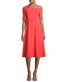 Off-the-Shoulder Crepe Midi Dress at Neiman Marcus