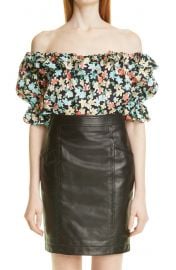 Off the Shoulder Floral Print Silk Blouse at Nordstrom