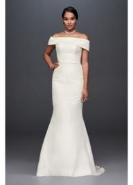 Off-the-Shoulder Mikado Trumpet Wedding Dress at Davids Bridal