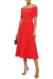 Off-the-Shoulder Pointelle-Trimmed Stretch-Knit Midi Dress by Lela Rose at The Outnet