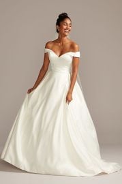 Off the Shoulder Satin Ball Gown Wedding Dress  David039s Bridal at David's Bridal