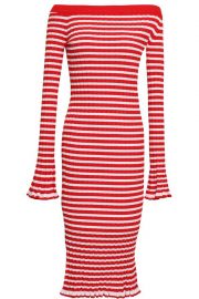 Off-the-Shoulder Striped Ribbed-Knit Dress by Caroline Constas  at The Outnet