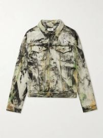 Off-white Crystal-Embellished Appliqud Tie-Dyed Denim Jacket CELINE HOMME MR PORTER at Mr Porter