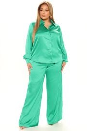 Office Flirt Satin Pant Set 33 - Kelly Green   Matching Sets at Fashion Nova