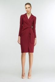 Office Wrapped V-neck 3/4 Sleeves Knee Dress at BGL