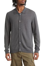 Officine Générale Kylan Dot Pattern Cotton Lyocell Knit Button-Up Shirt at Nordstrom