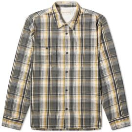 Officine Gnrale Ahmad Indian Twill Check Shirt Olive Ecru amp Mustard END US at END.