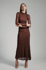 Ola Long Sleeve Midi Dress In Chocolate at Bardot