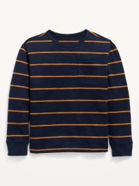 Old Navy Cozy Knit Long Sleeve Striped Pocket T Shirt in Yellow Stripe at Old Navy