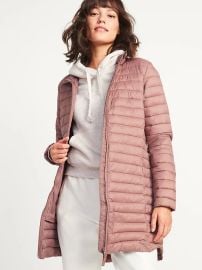 Old Navy Go H20 Water Resistant Long Narrow Channel Puffer Jacket at Old Navy