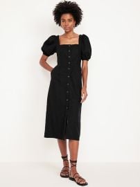 Old Navy Linen Blend Button Front Midi Dress at Old Navy
