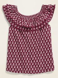 Old Navy Off Shoulder Pom Pom Trim Top for Girls in Crimson Cranberry at Old Navy