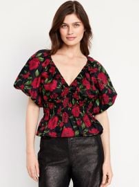 Old Navy Puff Sleeve Top in Rose Print at Old Navy