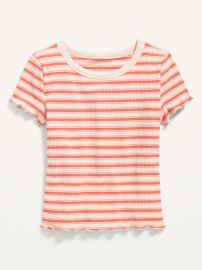 Old Navy Striped Rib Knit Lettuce Edge T Shirt for Girls at Old Navy