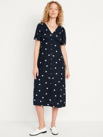 Old Navy Waist Defined Midi Dress in Polka Dot at Old Navy