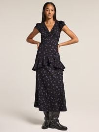 Old Navy x Anna Sui Crepe V Neck Ruffle Maxi Dress at Old Navy