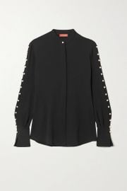 Oleana faux pearl-embellished crepe de chine blouse at Net a Porter