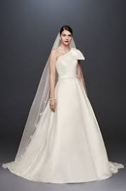 Oleg Cassini Bow-Shoulder Mikado Wedding Dress at Davids Bridal