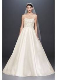 Oleg Cassini Crystal Encrusted Mikado Ball Gown Wedding Dress at Davids Bridal