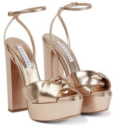 Olie 140 leather platform sandals by Aquazzura at Mytheresa