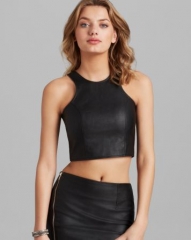 Olivaceous Top - Faux Leather Crop at Bloomingdales