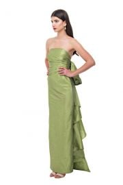 Olive Back Bow Pencil Gown by Bambah at Bambah