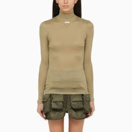 Olive Green Silk Turtleneck Sweater at Farfetch
