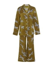 Olivia Von Halle Green Lila Mona Zebra print at Net a Porter