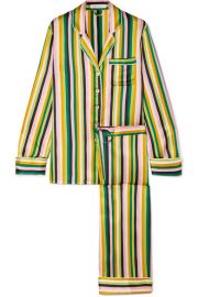 Olivia von Halle - Lila striped silk-satin pajama set at Net A Porter