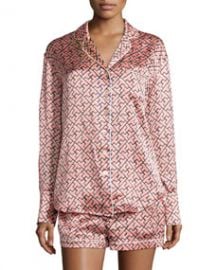 Olivia von Halle Alba Mizuki Printed Shorty Pajama Set Coral at Neiman Marcus