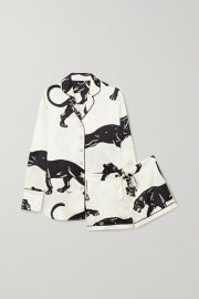 Olivia von Halle Alba Panther Print Pajamas at Net a Porter