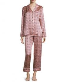 Olivia von Halle Lila Mizuki Printed Long-Sleeve Pajama Set Pink at Neiman Marcus